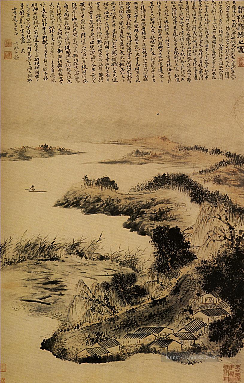 Shitao Herbst am Stadtrand von Yangzhou 1707 alte China Tinte Ölgemälde